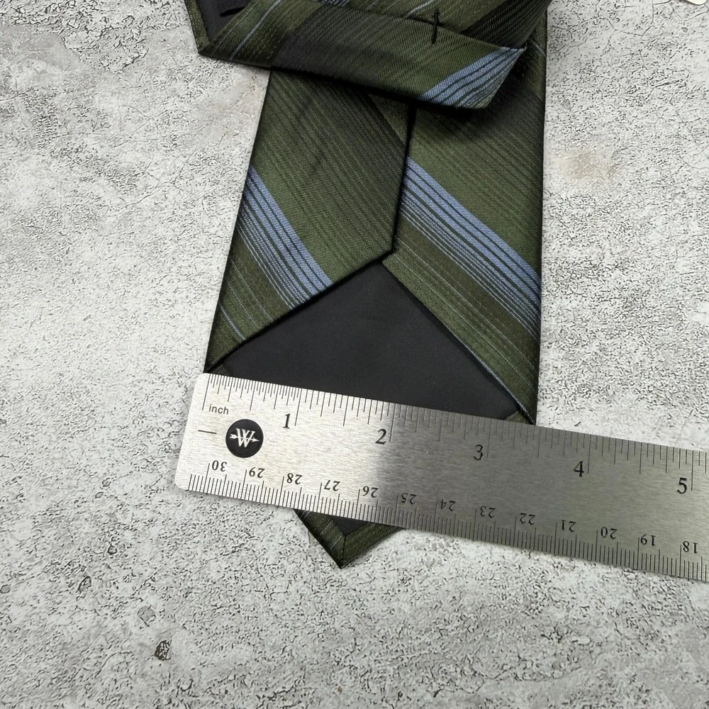 Arrow Silk Tie Mens One Size‎ Green Striped Woven Classic Logo 100% Silk Necktie